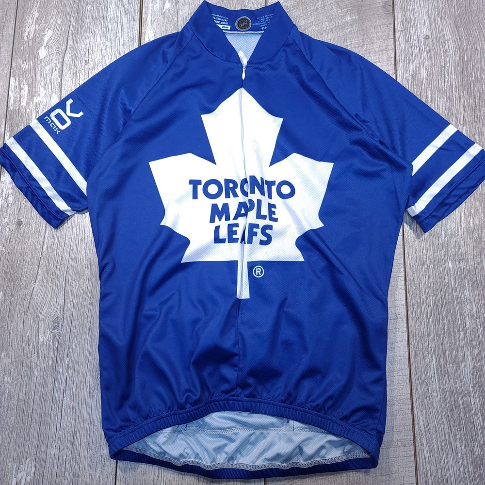 Vomax Cycling Jersey Mens Large Toronto Maple Leafs NHL Quarter Zip Bike
